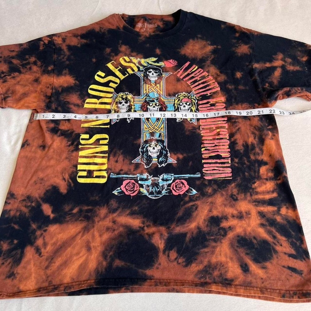 Guns N Roses Tie-Dye Acid Wash Tshirt Cross Y2k Metal 80s Rock Hair Metal - Picture 4 of 6